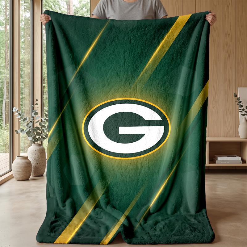 Green Bay Packers Flannel Fleece Blanket Cozy Warm Throw Blanket For Couch Bed Travel All Season Use