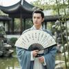 Large Size Ancient Painting Hand Fan Hand Held Summer Fan Party Favor Man Silk Fan  Photo Props