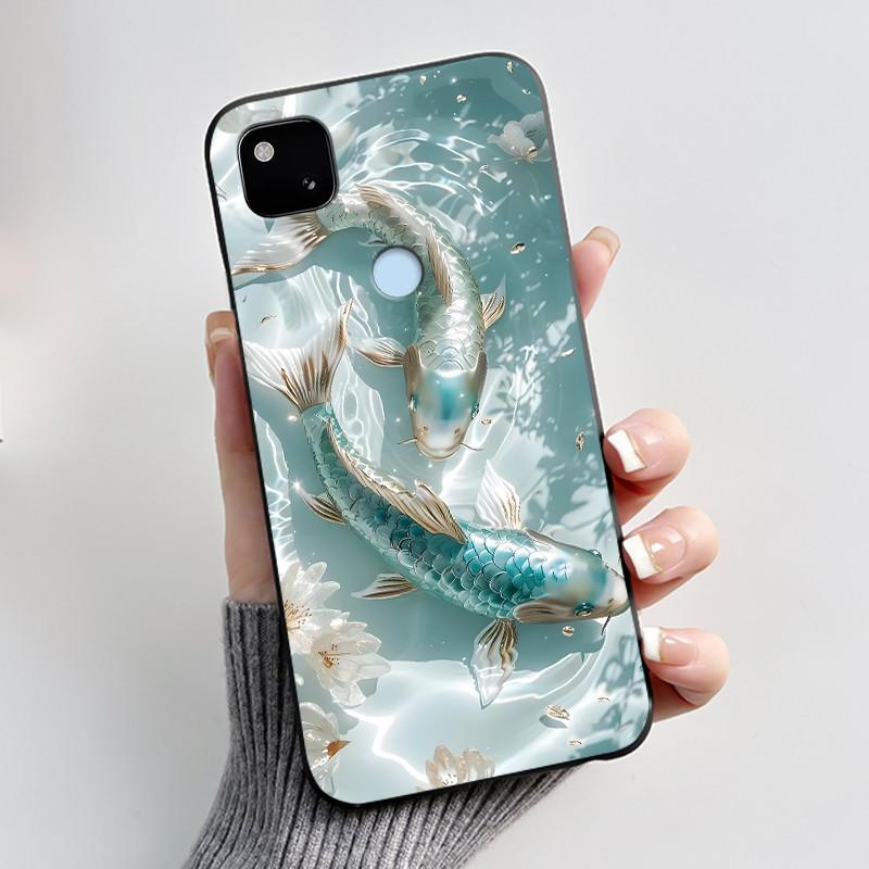 Для Google Pixel 4a 4G Чехол Роскошный Милый Кролик с Сердечками Забавный Мягкий Черный Матовый ТПУ Силиконовый Задний Защитный Чехол Тонкий