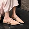 Patent Leather One Strap Bao Tou Sandals Women's Xia New Pointed Toe Shallow Mouth Outside Wear Low Heel Shoes