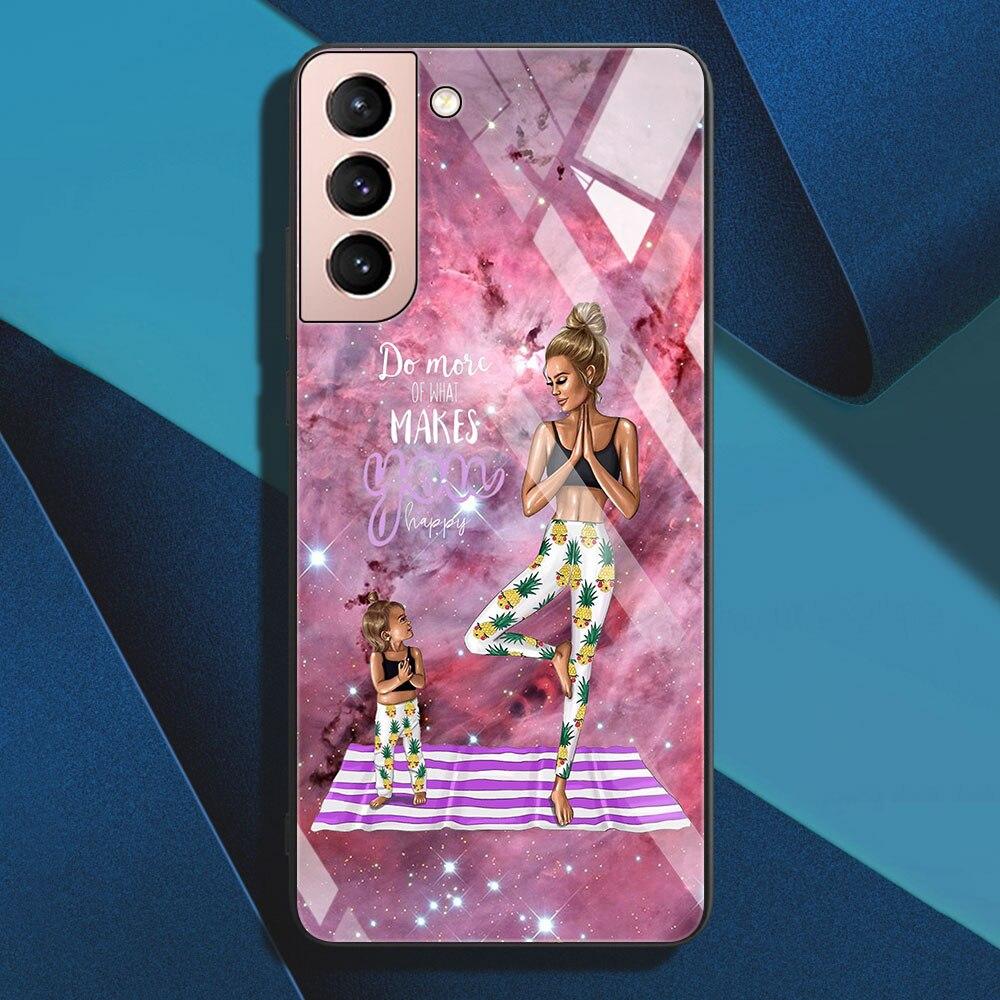 Чехол из закаленного стекла для девочек, супер мам, женщин, для Samsung Galaxy S21 S20 FE Note 20 Ultra 10 Lite 9 S10 S9 Plus S10e