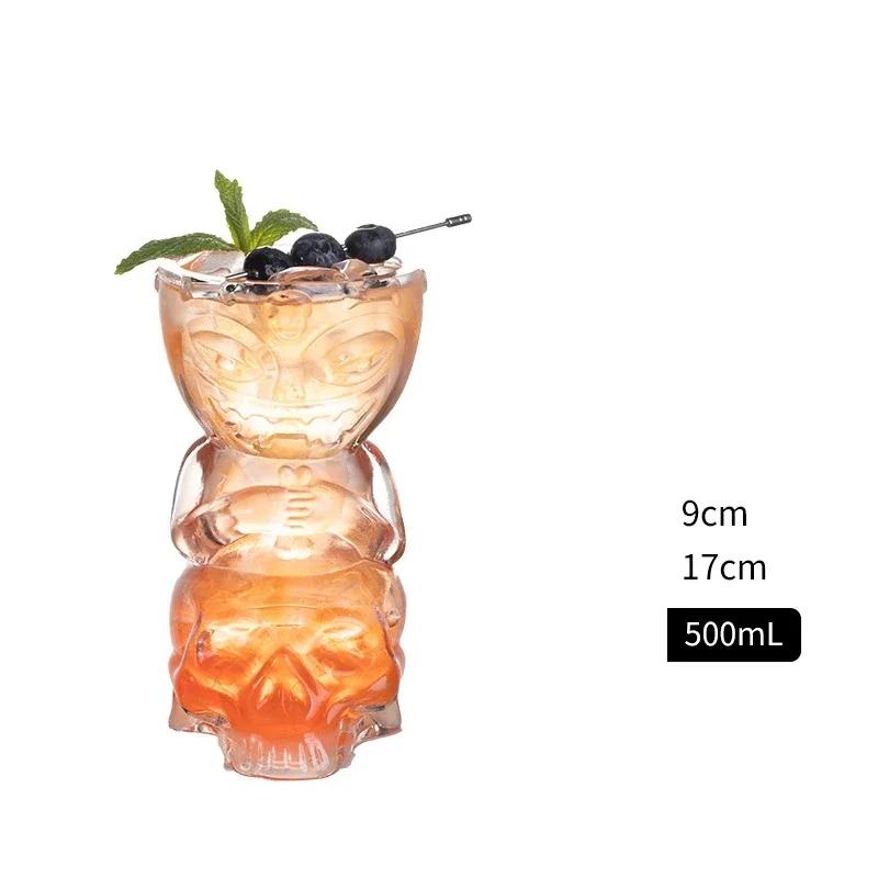 Стеклянная кружка без свинца Гавайские Tiki кружки Креативные бокалы для коктейлей Пивная кружка Бокалы для мартини Кружки для напитков Забавная кружка Кофейная кружка