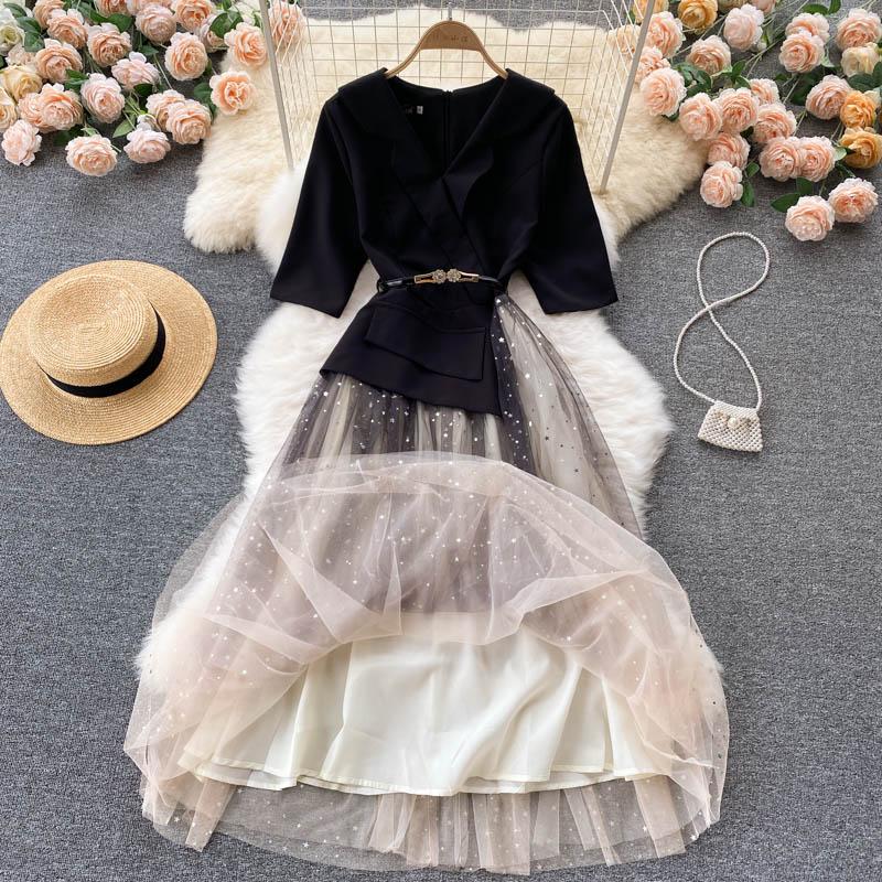 Новый сетчатый дизайн, тонкое платье феи длиной до талии, женское платье феи первой любви