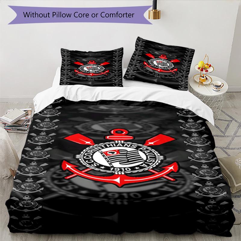 Sport Club Football Crest Printed Pattern Duvet Cover Set – includes 1 duvet cover and 2 matching pillowcases Bedroom decor Christmas gifts