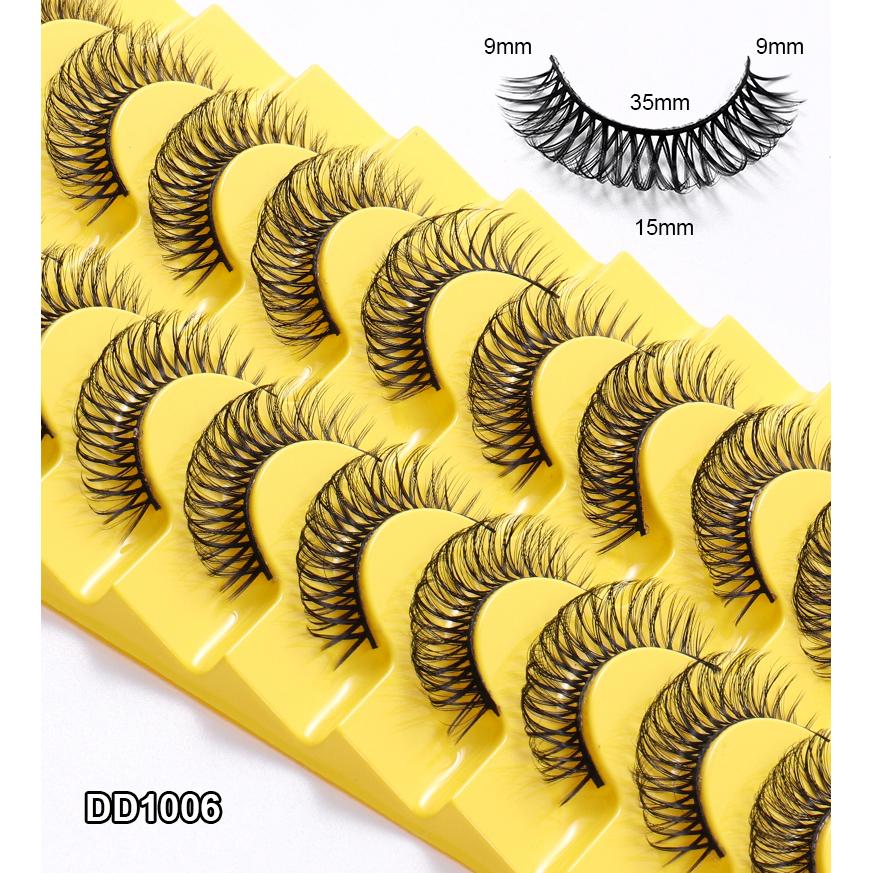 10 Pairs Natural False Eyelashes Curl Russian Volumes 3D Fluffy Mink Reusable Fake Lashes Flexible Extensions Faux Cils