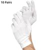 1-10 пар белых хлопковых рабочих перчаток для сухих рук, для работы с пленкой, перчатки для СПА, церемониальные перчатки с высокой эластичностью, бытовые чистящие средства