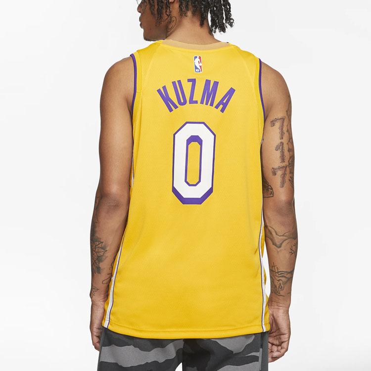 Nike NBA Lakers Kyle Kuzma No.0 быстросохнущая баскетбольная майка без рукавов мужская желтая AV4646-728