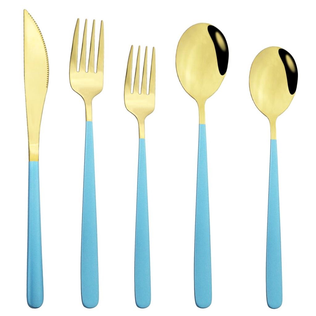 5/10/20 Pcs Colorful Dinnerware Cutlery Set 304 Stainless Steel Flatware Set Mirror Knife Fork Spoon Tableware Set Kitchen Silverware