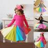 Kids Girls Rainbow Splice Princess Pageant Gown Birthday Party Dresses