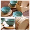 1 комплект, подставка для столовых приборов из бука, деревянная подставка, деревянная коробка для подставок, круглая форма, изоляционный коврик для чашки, коврик для чашки кофе, чая, подставка для чашек