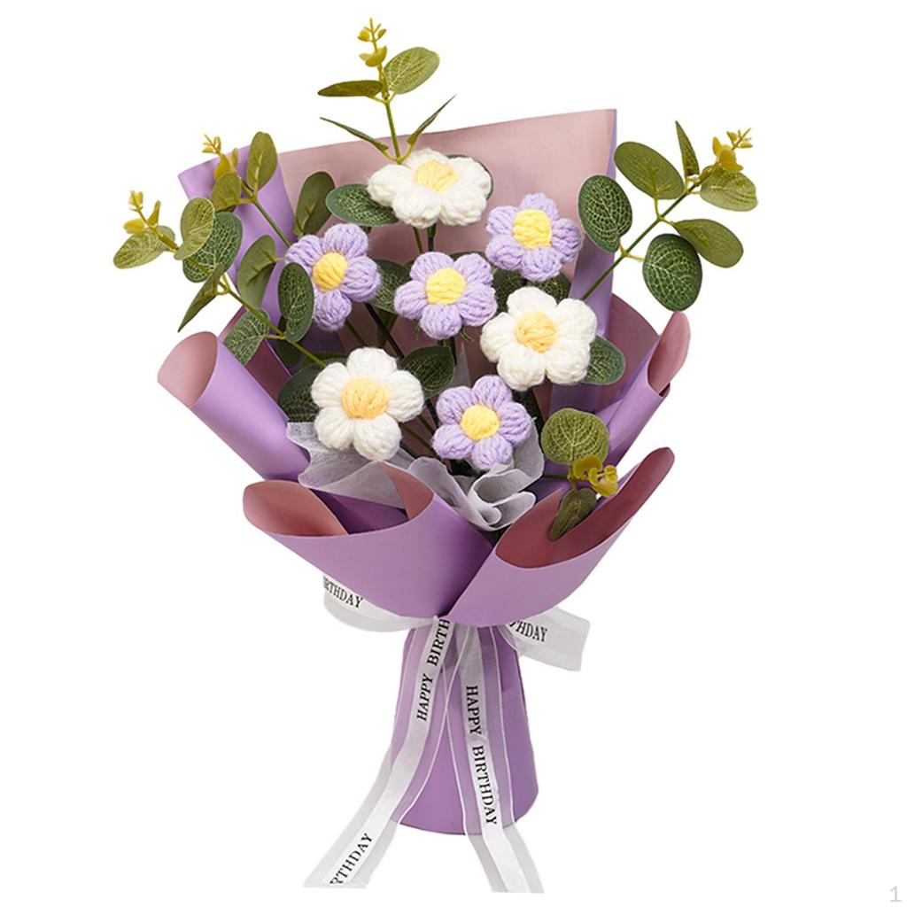 Букет крючком, уже готовый плетеный букет из искусственных цветов на День матери