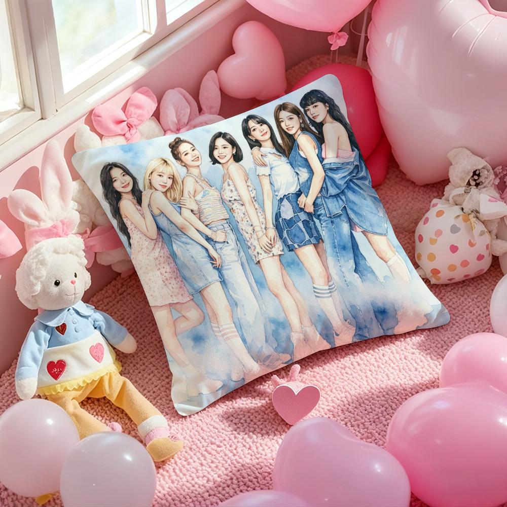 Kpop OOOOH MY GIRLSS Cushion Cover Pattern Printed Pillowcase for Living Room Sofa Cushion Cover Bedroom Decor