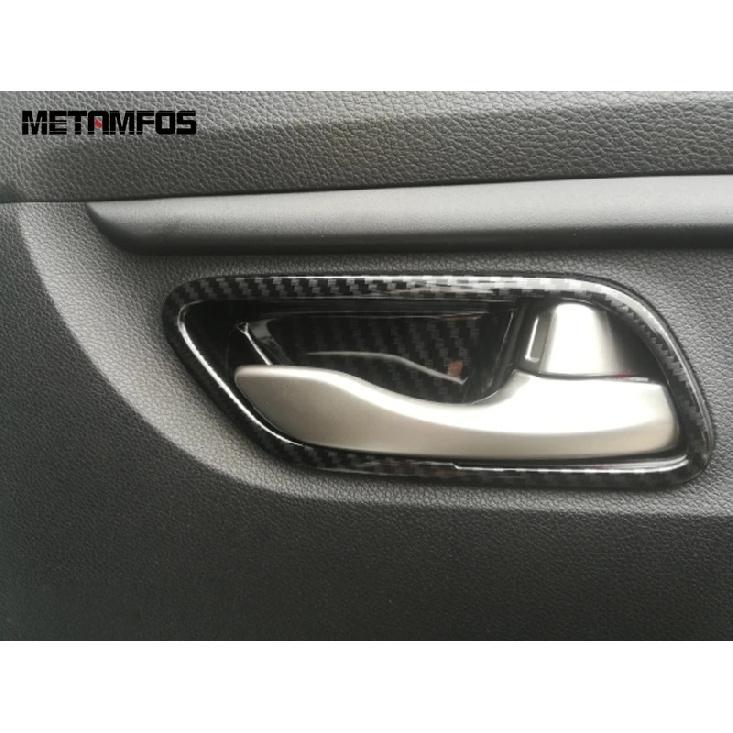 For Kia Rio 4 X-line 2018 Carbon Fiber ide Door Handle Bowl Cover Trim Decorative Frame Interior Accessories Car Styling