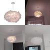 Iron Chandelier With Feather Shade And Led Lighting For Home Living Spaces