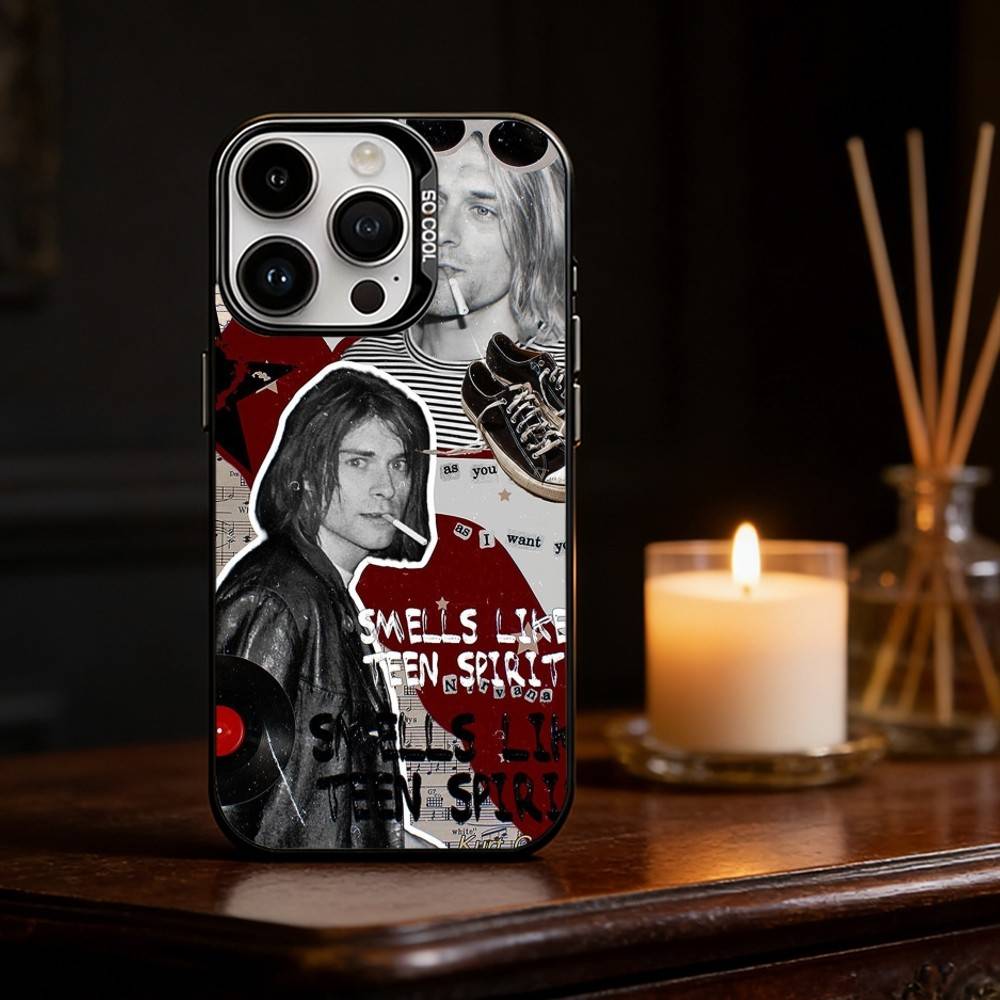 K-Kurt Singer C-Cobain Phone Case For iPhone 17 16 15 14 13 12 11 Pro Max Plus Silver Matte Black Cover