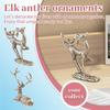 Brass Used Deer Antlers Ornament,  Desktop Deer Ornament