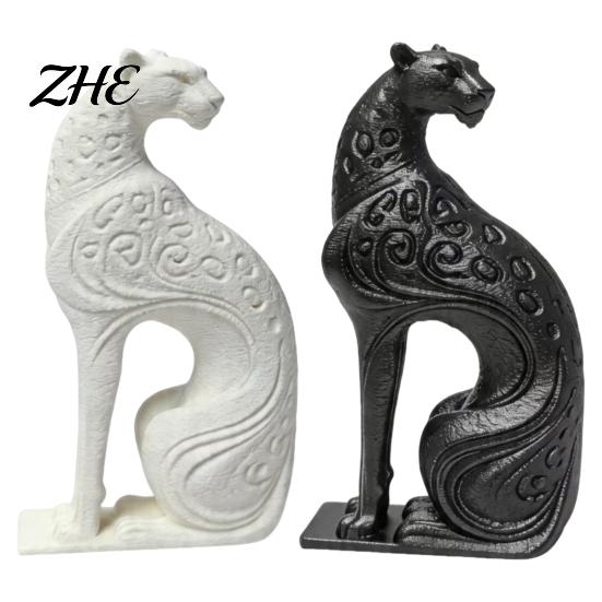 Creative Living Room Table Crafts 3D Printed Hollow Leopard Figurine, Modern Abstract Cheetah Sculpture Stylish Entrance for Desk Shelf, Minimalist