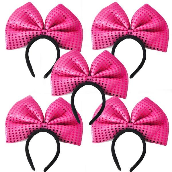 Party Show Jumbo Ribbon Headband, Fuchsia, 5 Pieces
