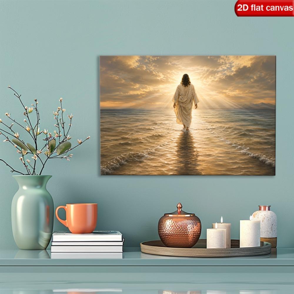 Canvas Wall Art Christ Walks on Water Modern Neutral Office Decor Bedroom Decor Church Decor Artwork Wall Decor Religious Gift