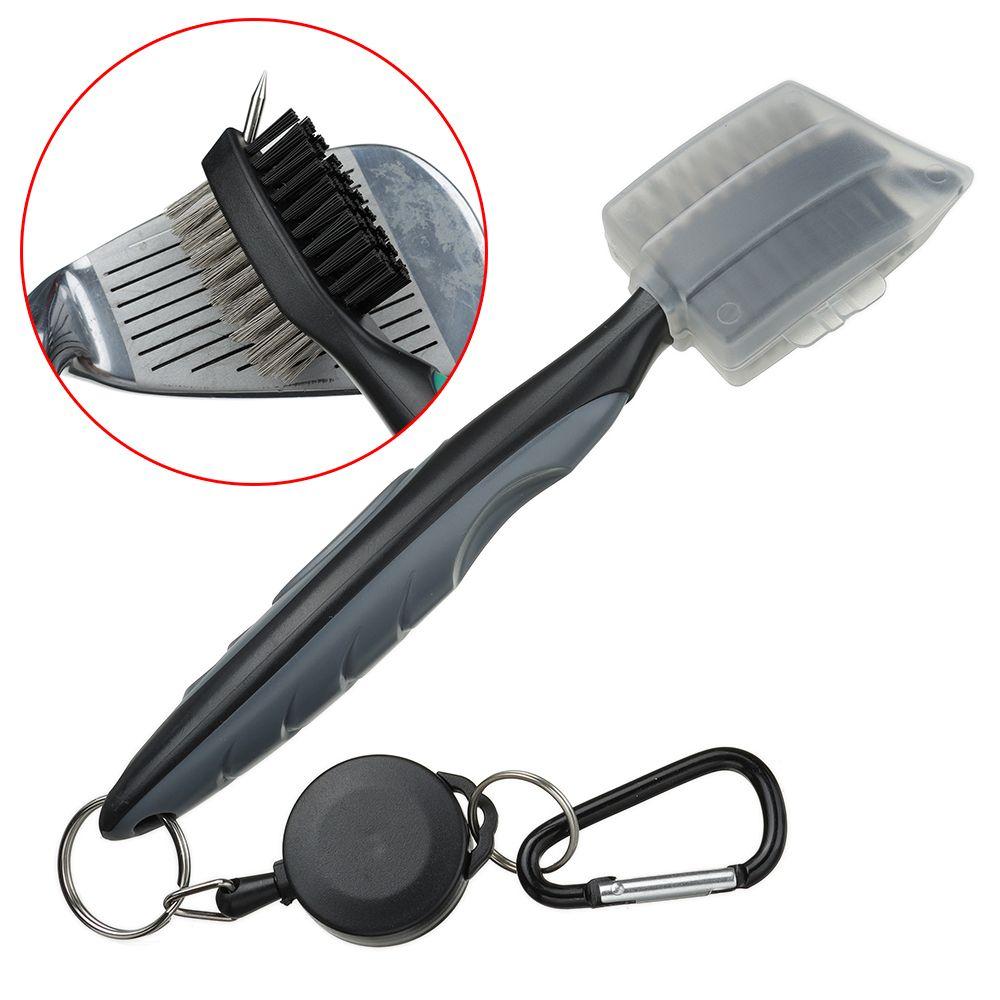 Portable Golf Accessories Double Sided Golf Club Brush Clip To Bag Groove Cleaner Cleaning Tool