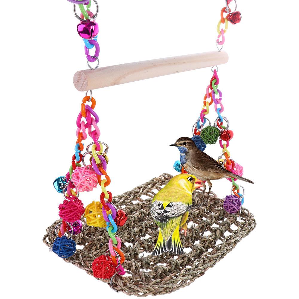 Boredom Bite Resistant Hanging Bird Toy Parrot Climbing Net Pet Hammock Bird Perch Parrot Swing Toy