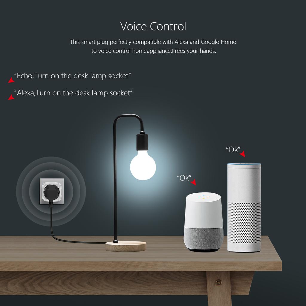 Умный дом Tuya Smart Life Smart Socket EU Plug Network Wi-Fi Розетка Использование голосового управления Работа с Google Home Alexa