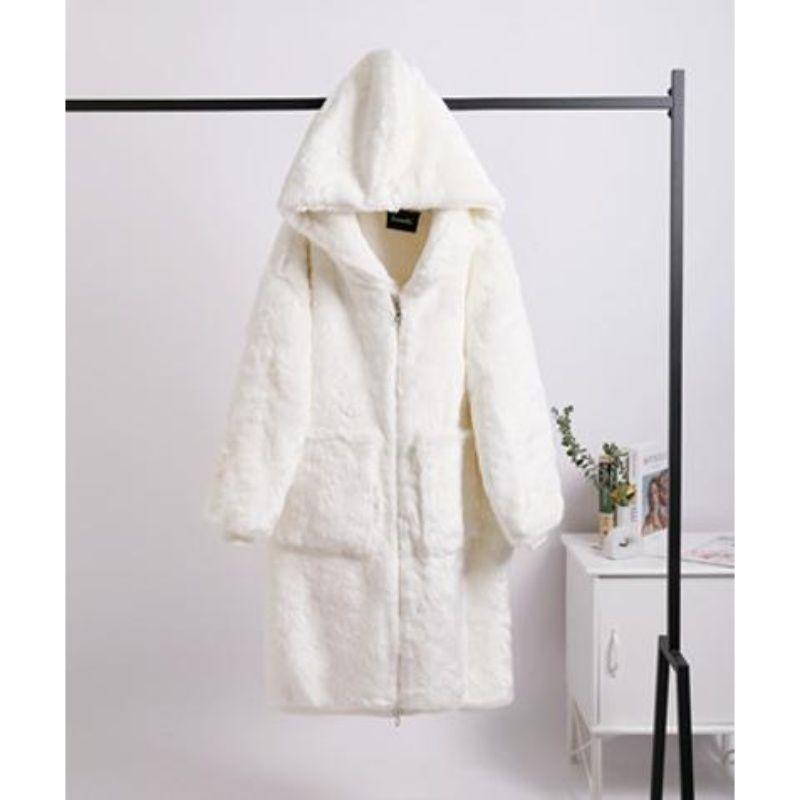 Осеннее и зимнее искусственное меховое утолщенное длинное пальто с капюшоном, экологически чистое пальто