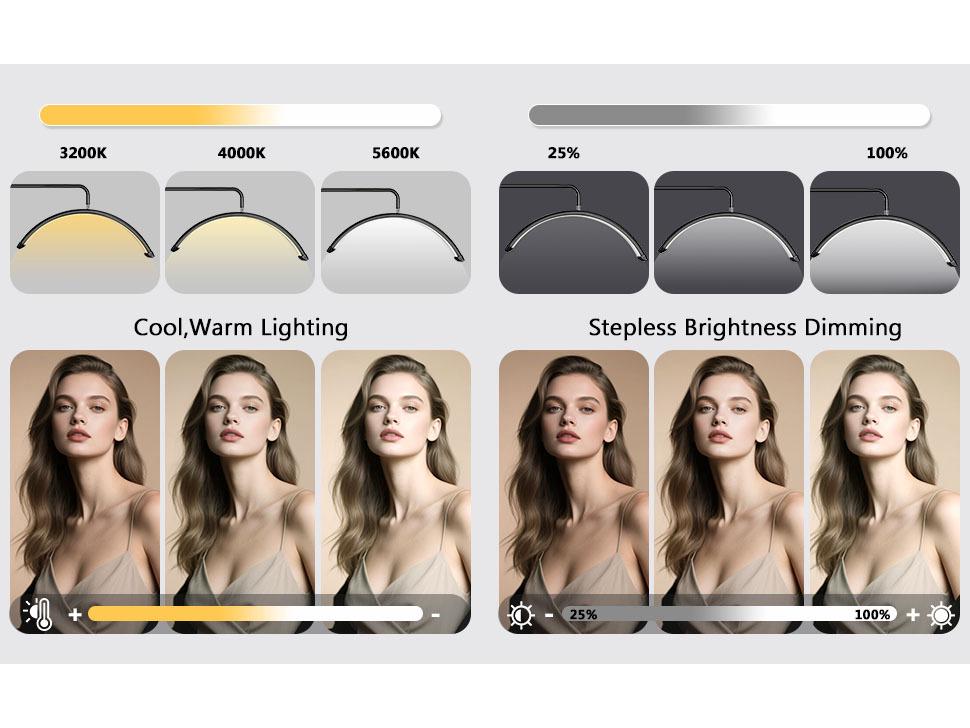 Диммируемая U-образная кольцевая лампа для наращивания ресниц, нейл-арта, татуажа бровей и защиты глаз.