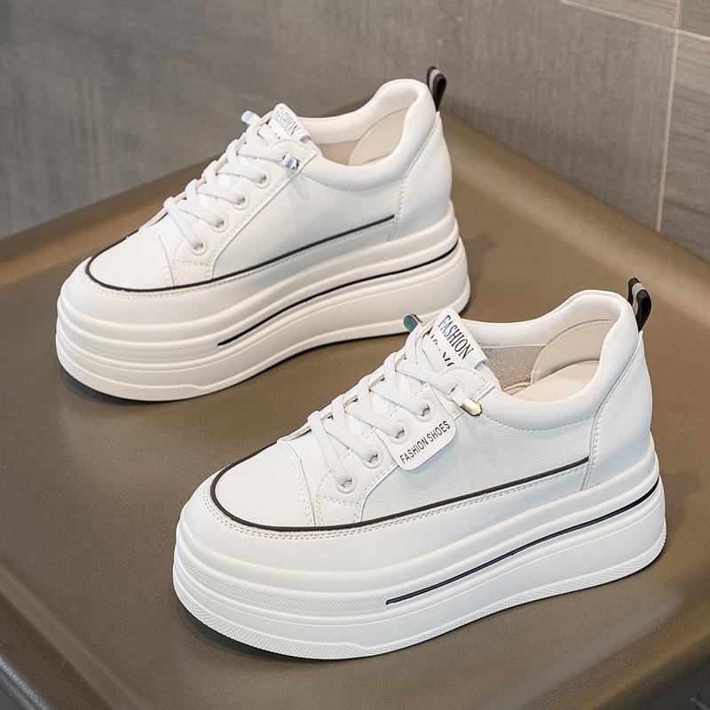 2024 весна новые удобные туфли для женщин, увеличивающие внутреннюю высоту, женские туфли 9 см, толстая подошва, сетка, маленькие размеры, белые туфли для женщин