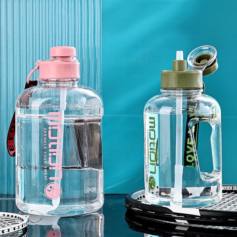 Water bottle Large capacity Internet celebrity straw big belly cup, sports kettle ton barrel, student portable plastic space cup