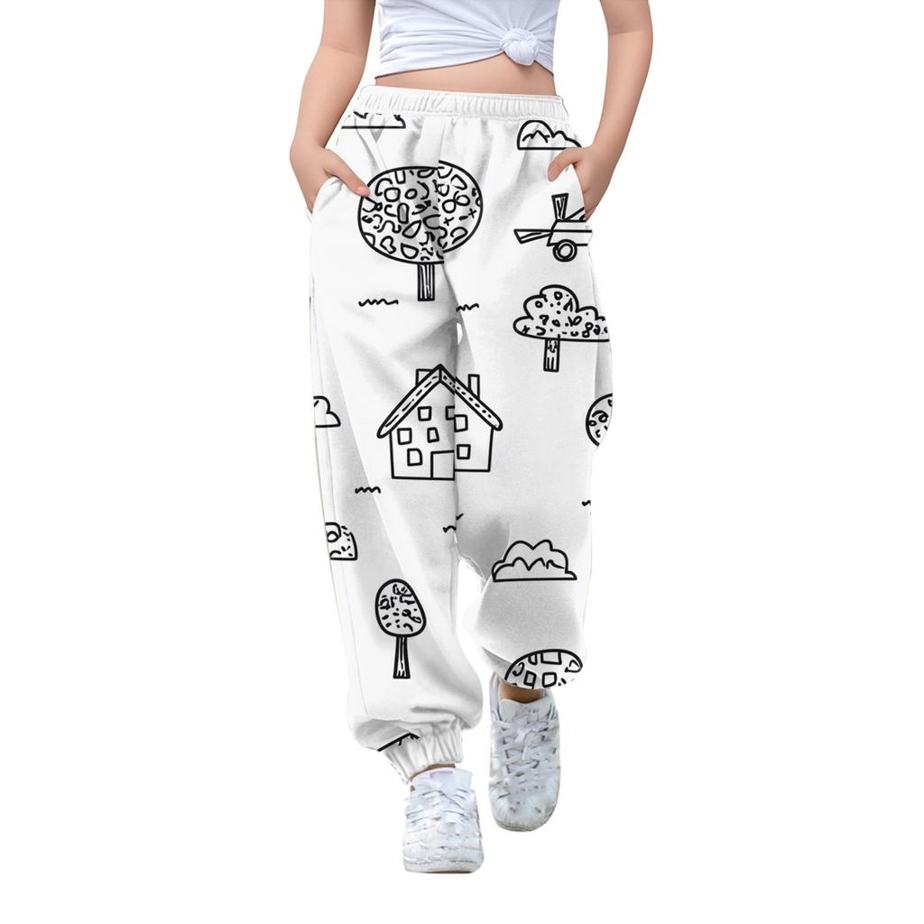 Детские свободные повседневные спортивные брюки с цветным принтом, повседневные брюки