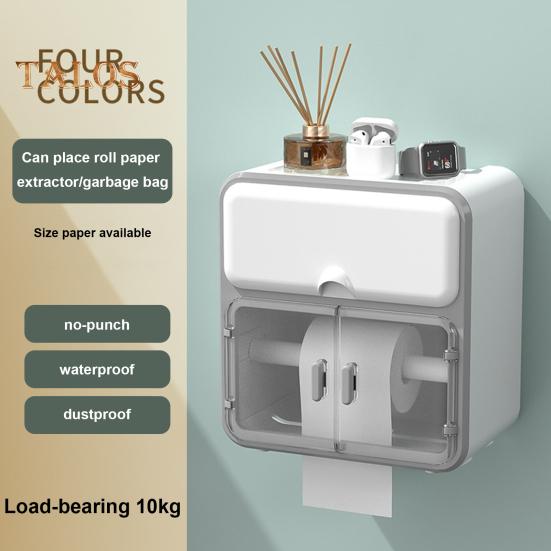 Tissue Organizer with Drawer Dustproof Modern Stylish Washroom Toilet Paper Holder Home Supplies
