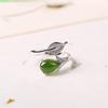 Оригинальное новое натуральное нефритовое листовидное кольцо-капля, открывающееся регулируемым способом, элегантное очарование, креативные ретро женские украшения
