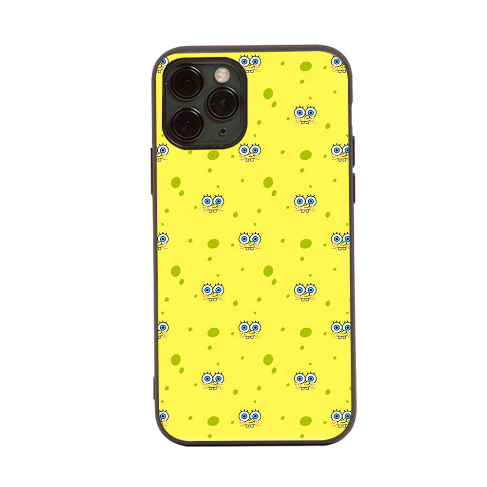 PB6 SpongeBob Black Sofe Case for iPhone 16 15 Plus 14 13 Pro 8 SE XR XS Max P30 Nova 5T Y5P Y6 Y7 Y8P Y9 Realme C30 C33 C31 VIVO Y36 V27