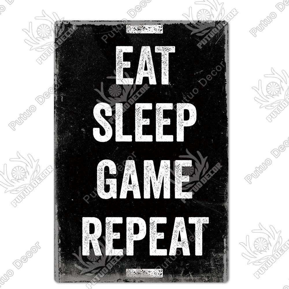 Decor Funny Gamer Metal Signs Vintage Tin Sign Gamer At Work Retro Signs for Home House Club Game Room Man Cave Wall Decor
