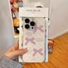 Transparent Polka Dot Pink Bow Phone Case for Apple 16 Pro Max, 14, 15, 16, 12