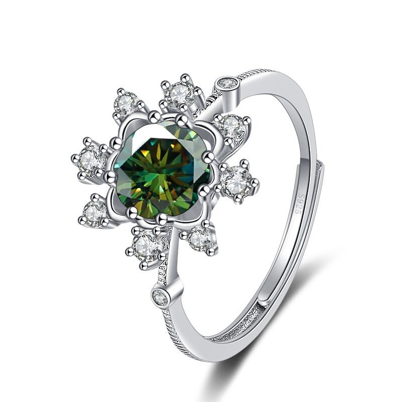 Bague Ringen Ювелирные изделия с муассанитом и бриллиантами, 1 карат, восемь сердец, восемь стрел, кольцо из стерлингового серебра S925 со снежинкой, кольца регулируемого размера