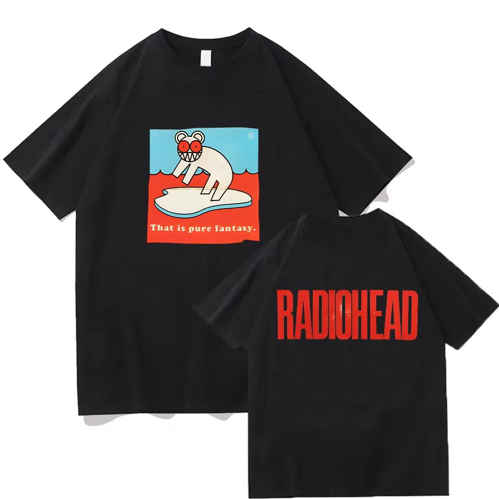 Radiohead Фэнтези Футболка Off Radiohead Винтажные Топы Графическая Рубашка с Коротким Рукавом Унисекс Женская Летняя Хлопок Высококачественные Футболки