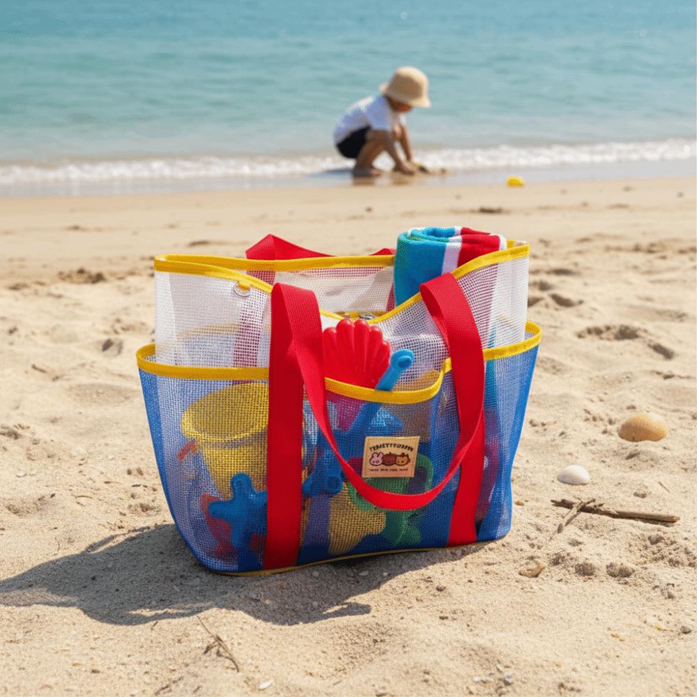 Nylon Swimming Bag Dry Wet Mesh Handbag Soild Color Mesh Beach Bag Shower