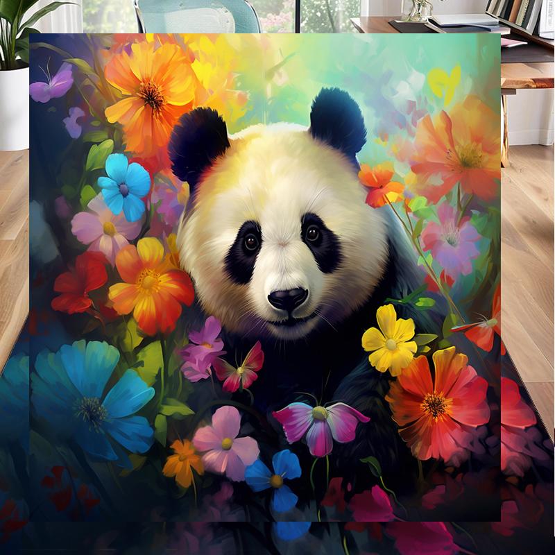 Panda In Floral Paradise Office Rug Chair Mat, Entryway Carpet, Suitable for Front Door, Bedroom, Living Room, Desk, Holiday Gift