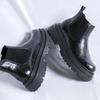 Модные мужские повседневные кожаные ботинки челси в британском стиле, высокие деловые туфли, модные мужские ботильоны с толстой подошвой, туфли без застежек
