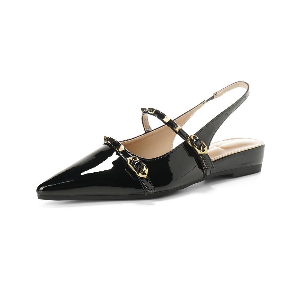 Женские сандалии с французскими заклепками, с сумкой на заднике, пустые, женские, 2025 новые, в стиле феи, с темпераментом, универсальные, повседневные, одинарные туфли, женские, летние, для улицы