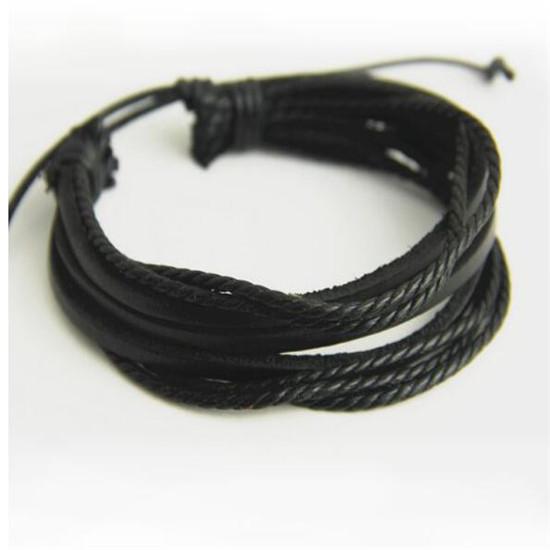 Кожаные браслеты и браслеты для мужчин и женщин, черная и коричневая плетеная веревка