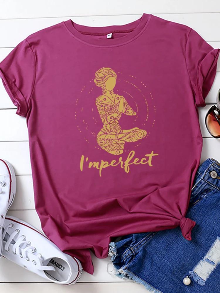 Im Perfect Yoga Girl Print T Shirt WoUnisex Short Sleeve O Neck Loose Tshirt Summer WoUnisex Tee Shirt Tops Camisetas Mujer