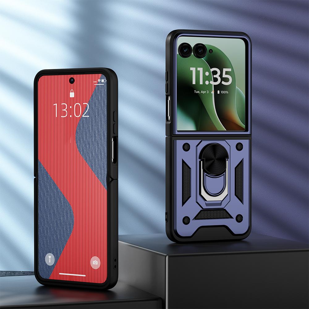 KEYSION Противоударный бронированный чехол для Motorola Razr 60 Ultra 5G Металлическая подставка-кольцо Задняя крышка телефона для MOTO Razr Ultra 2025 Razr+2025