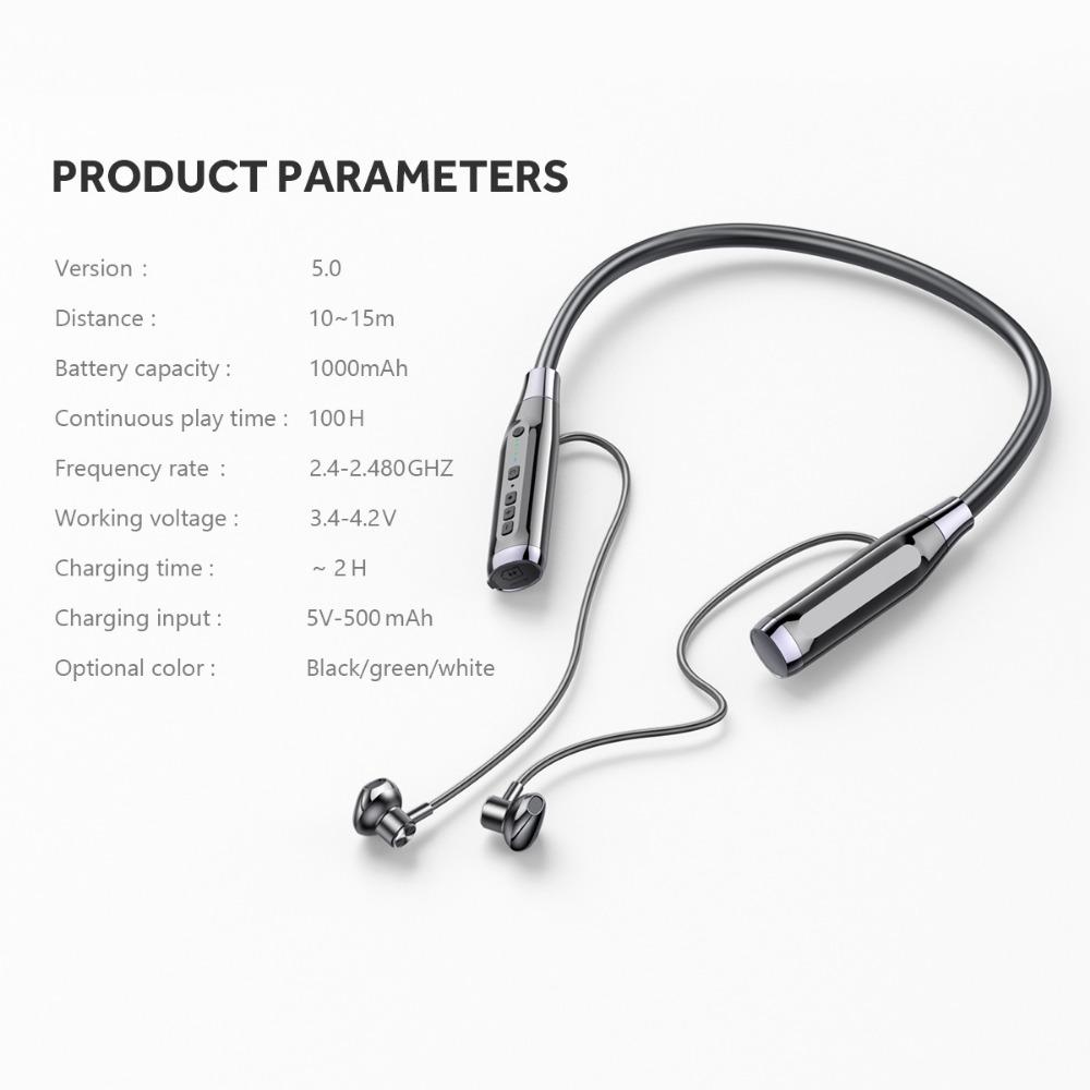 Bluetooth-гарнитура с подвеской на шею, с удлиненным режимом ожидания, полувставные беспроводные спортивные наушники