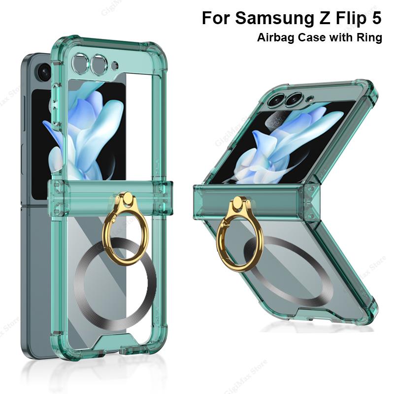 Wireless Charging Case For Samsung Galaxy Z Flip 5 Flip5 Clear Soft Cover For Samsung ZFlip5 Z Flip5 Funda Case Protective Coque