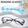 2pcs Men And Women's Anti-Blue Light Reading Glasses Reading Glasses Floral Pattern Reading Glasses Hollow Out Temple +1.0~+4.