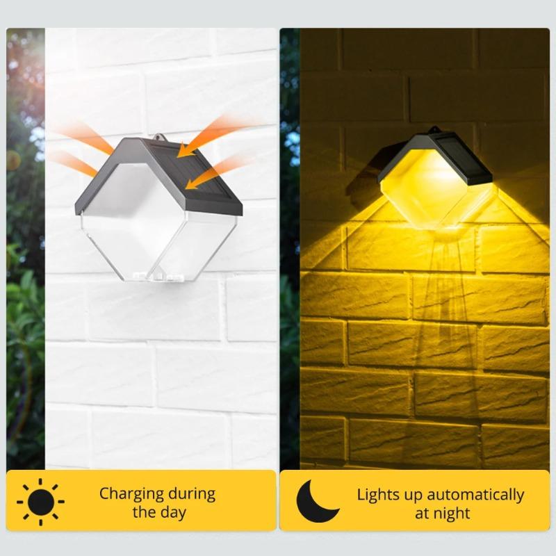 Solar Fence Lights Warm/RGB Color Changing Solar Wall Light Outdoor Waterproof LED Solar Decorative Lighting for Step Backyard