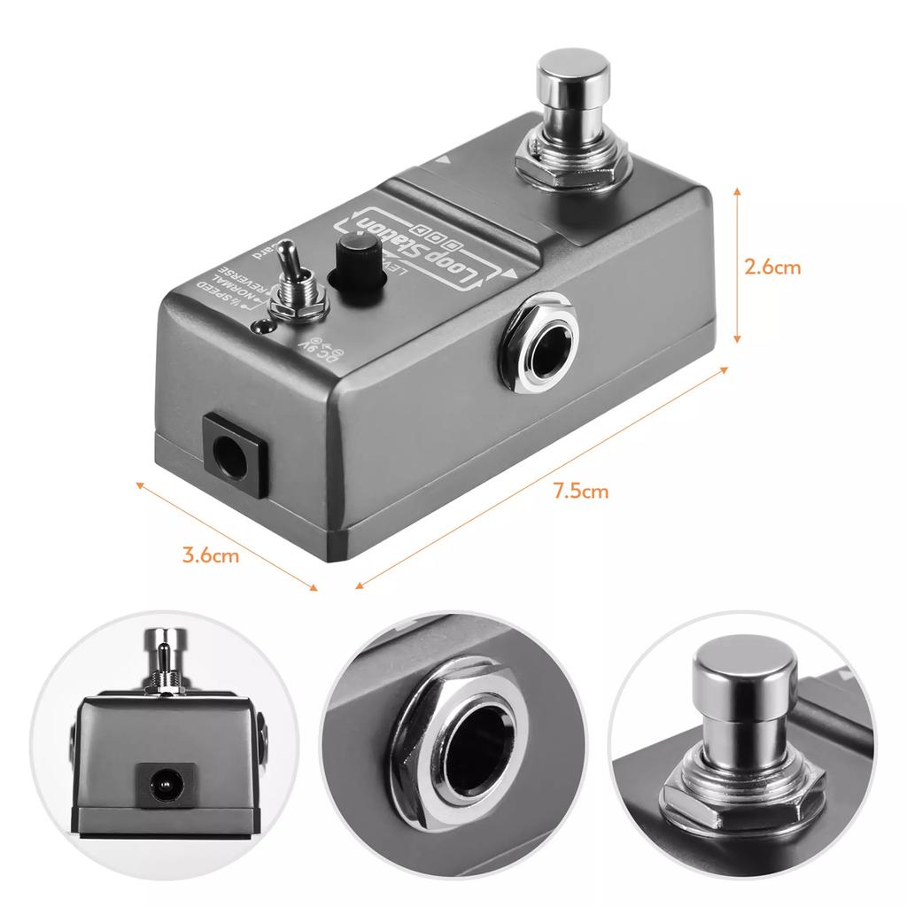Ammoon Loop Station Mini Guitar Looper Effect Pedal 10 Minutes Recording Time 3 Working Modes True Bypass Full Metal
